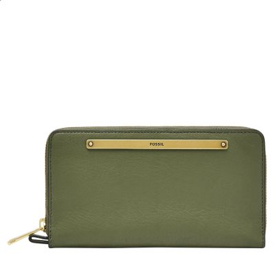 Fossil Femmes Porte-monnaie rabat GM zippé Liza -Vert