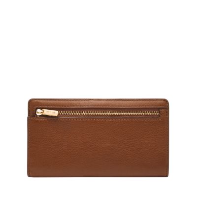 Fossil Women's Liza Slim Bifold Wallet, Brown, Leather