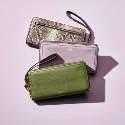 Logan rfid zip discount around clutch fossil