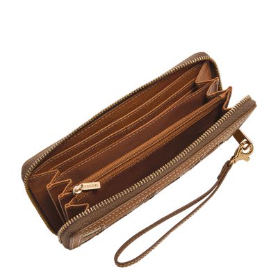 Fossil logan sale zip around wallet