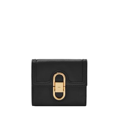 A black Avondale wallet with gold-tone hardware