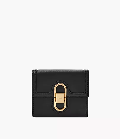 A black Avondale wallet with gold-tone hardware