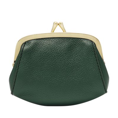 green leather coin purse