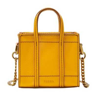 Women's Yellow Leather crossbody Micro bag