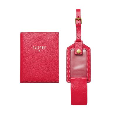 Fossil Women Gift Set Passport Case/Luggage Tag