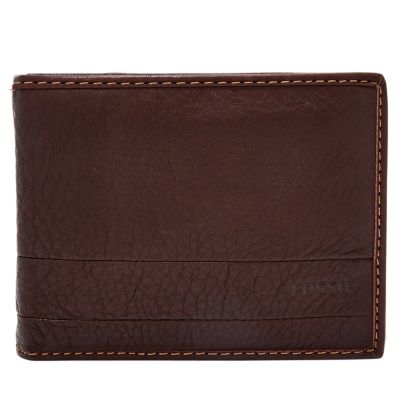 Men's Chocolate Brown Leather Fossil Wallet