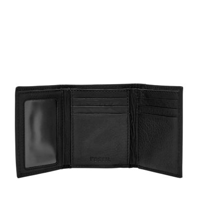 Ferrini Wallet Mens Trifold Ostrich Quill Slots AATF Black