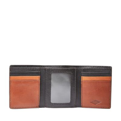 Ferrini Wallet Mens Trifold Ostrich Quill Slots AATF Black