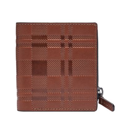 Fossil Homme Portefeuille à deux volets avec poche porte-monnaie Conrad -Marron