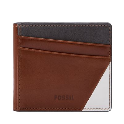 Fossil Estate Bifold Zippered Wallet in Black for Men