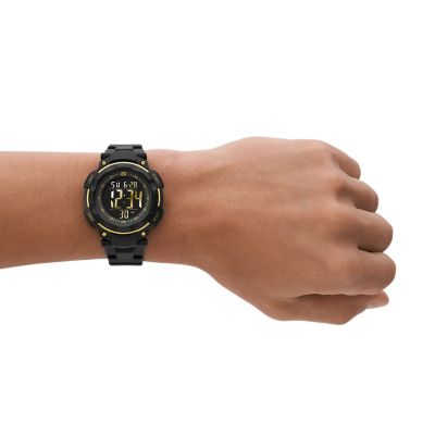 and Chronograph - Case, with - Watch 45MM Sport Plastic Gold Black and Ruhland Watch SR1019 Strap Skechers Station Digital