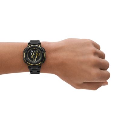 Skechers Ruhland Watch Gold Watch Plastic Black 45MM - Sport with Digital Strap and Case, - and SR1019 Chronograph Station