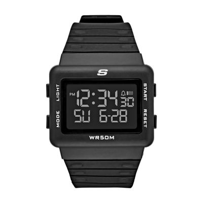 Skechers Men's Larson 44 Mm Digital Chronograph Watch With Plastic Strap And Case, Black - Black