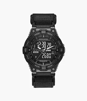 Skechers Downey Men's 48MM Black & Grey Negative Display Fast Wrap analogue-Digital Pedometer Watch