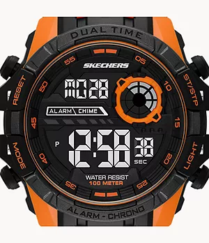 Skechers McConnell Men's 51MM Orange & Black Negative Display Digital Chronograph Watch