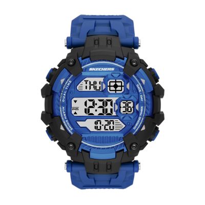 Skechers Men's Pincay Men’S 54 Mm Blue & Black Negative Display Digital Chronograph Watch - Blue