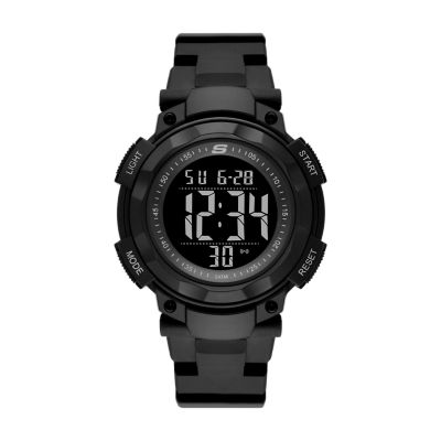 Skechers Men's Ruhland Men's 45Mm Sport Digital Chronograph Watch With Plastic Strap And Case, Black - Black