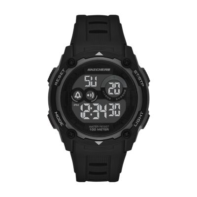 Skechers Men's Atwater Men's 49Mm Sport Digital Chronograph Watch With Plastic Strap And Case, Black - Black
