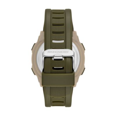 Watch with 49MM Case, Green Men\'s SR1151 Station Sport - Atwater and Tan Watch Army Strap Digital Chronograph Plastic - Skechers and