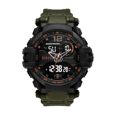 Umeki Resistente Dødelig Skechers Men's Sullivan 52mm Analog-Digital Watch with Army Green Strap and  Black Case with Orange Accents - SR1160 - Watch Station