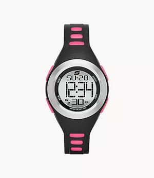 Skechers Tennyson 33MM Sport Digital Chronograph Watch with Plastic Strap and Case, Black and Pink
