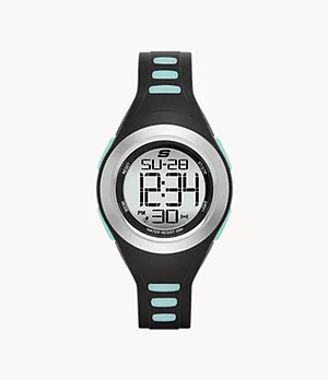 Montre chronographe pour femmes Tennyson de Skechers numérique de 33 mm avec bracelet et boîtier en plastique, noir et menthe