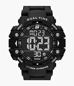 Montre chronographe Rossmoor Skechers numérique de 38 mm avec bracelet et boîtier en plastique, noir