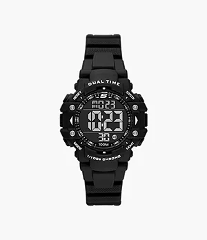 Montre chronographe Rossmoor Skechers numérique de 38 mm avec bracelet et boîtier en plastique, noir