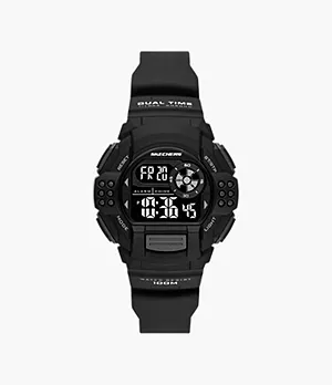 Montre chronographe Lampson Skechers numérique de 42 mm avec bracelet et boîtier en plastique, noir