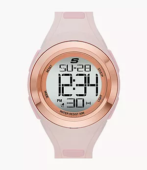 Skechers Tennyson 33MM Sport Digital Chronograph Watch with Plastic Strap and Case, Blush and Rose Gold Tone