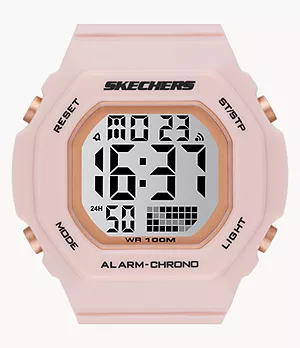 Skechers Floweridge Women’s 42 mm Blush & Rose Gold-Tone Positive Display Digital Chronograph Watch