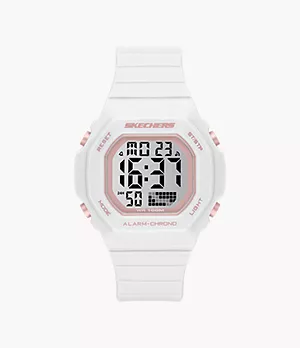 Skechers Floweridge Women's 42mm white & Pink Positive Display Digital Chronograph Watch