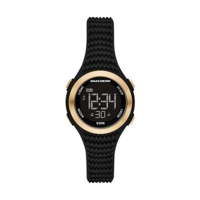 Skechers Women's Elkwood Women's 33Mm Digital Chronograph Watch, Black & Gold - Black
