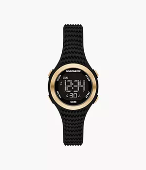 Skechers Elkwood Women's 33MM Digital Chronograph Watch, Black & Gold