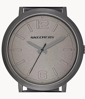 Skechers Ardmore 46MM Quartz Analog Watch with Silicone Strap and Metal Case, Gunmetal and Gray