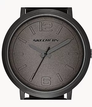 Skechers Ardmore 46 mm Quartz analogueue Watch with Silicone Strap and Metal Case, Black