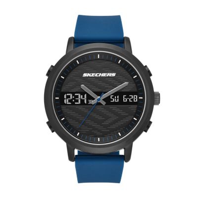 - Skechers & Watch - Metal Chronograph with Lawndale Blue Watch Black 48MM Silicone Station Case, Analog-Digital SR5072 and Strap