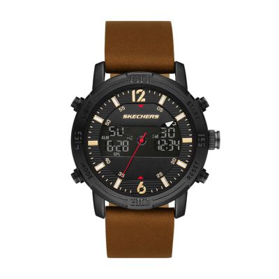 auricular saltar bolita Skechers Redlands Men's 47mm Analog-Digital Watch With Genuine Leather  Bracelet And Metal Case, Cognac And Black - SR5153 - Watch Station