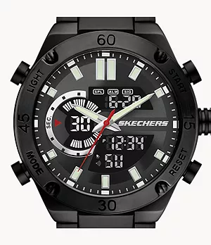 Skechers Agnew Men's 46mm analogue-Digital Watch With Metal Bracelet And Case, Black