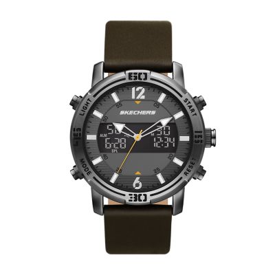 Men's digital watch on sale with leather strap