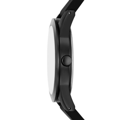 Skechers Reseda Watch - 43MM Quartz Hand/Date & Analog Silicone Three Metal SR5199 Station - Men\'s Watch, Black Case Strap