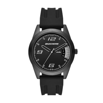 Metal Black Quartz SR5199 43MM - Reseda - Silicone Men\'s & Watch, Watch Hand/Date Analog Case Skechers Strap Station Three