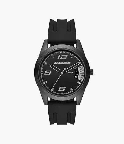 Skechers Reseda Men\'s 43MM Metal Case & Silicone Strap Quartz Analog Three  Hand/Date Watch, Black - SR5199 - Watch Station