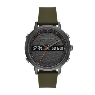 Skechers Men's Lawndale 46mm Analog-Digital Watch with Army Green 