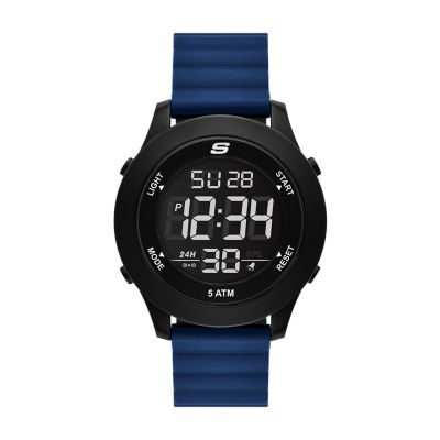 Blue for Skechers Rosencrans Digital Black Magnetic Band Slip-Ins Watch