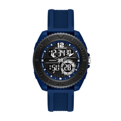 Blue for Skechers Greencraig Analog-Digital Black Silicone Watch