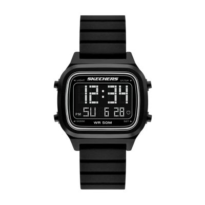 Skechers Men's Fiske Digital Silicone Watch - Black