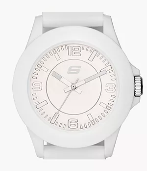 Skechers Rosencrans 40MM Quartz Analog Watch with Silicone Strap and Plastic Case, White