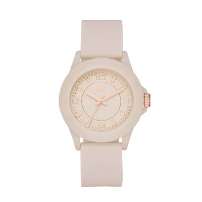 Skechers Women's Rosencrans 40Mm Quartz Analog Watch With Silicone Strap And Plastic Case, Blush And Rose Gold Tone - Blush / Pink