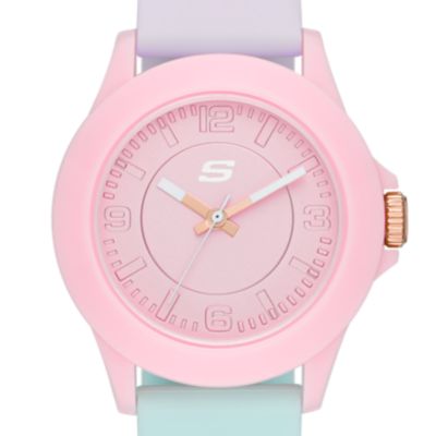 Skechers Rosencrans 40mm Quartz analogue Watch With Silicone Strap And Plastic Case, Light Pink, Purple And Mint